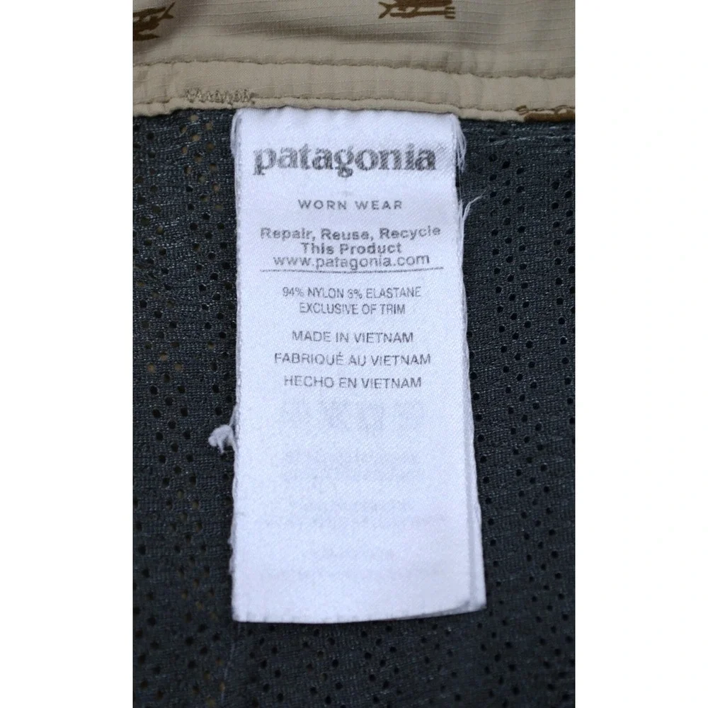 Patagonia Nylon Blend Shorts Mens 40 Beige Walk Drawstring Canoe Kayaking Hiking